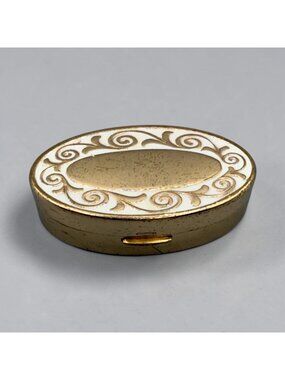 Vintage Max Factor Hi Society Gold White Lipstick Case Mirror Lipstick